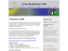 Tablet Screenshot of irvinebadminton.com